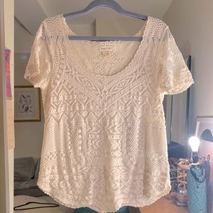 Anthropologie cream lace blouse